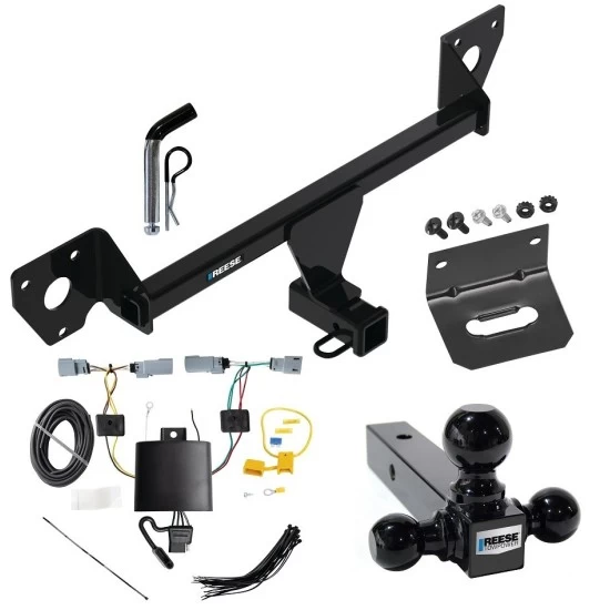 For 2021-2023 Chevrolet Trailblazer Trailer Hitch Tow PKG w/ 4-Flat Wiring Harness + Triple Ball Ball Mount 1-7/8" & 2" & 2-5/16" Trailer Balls + Pin/Clip + Wiring Bracket (For w/LED Taillights Models) By Reese Towpower