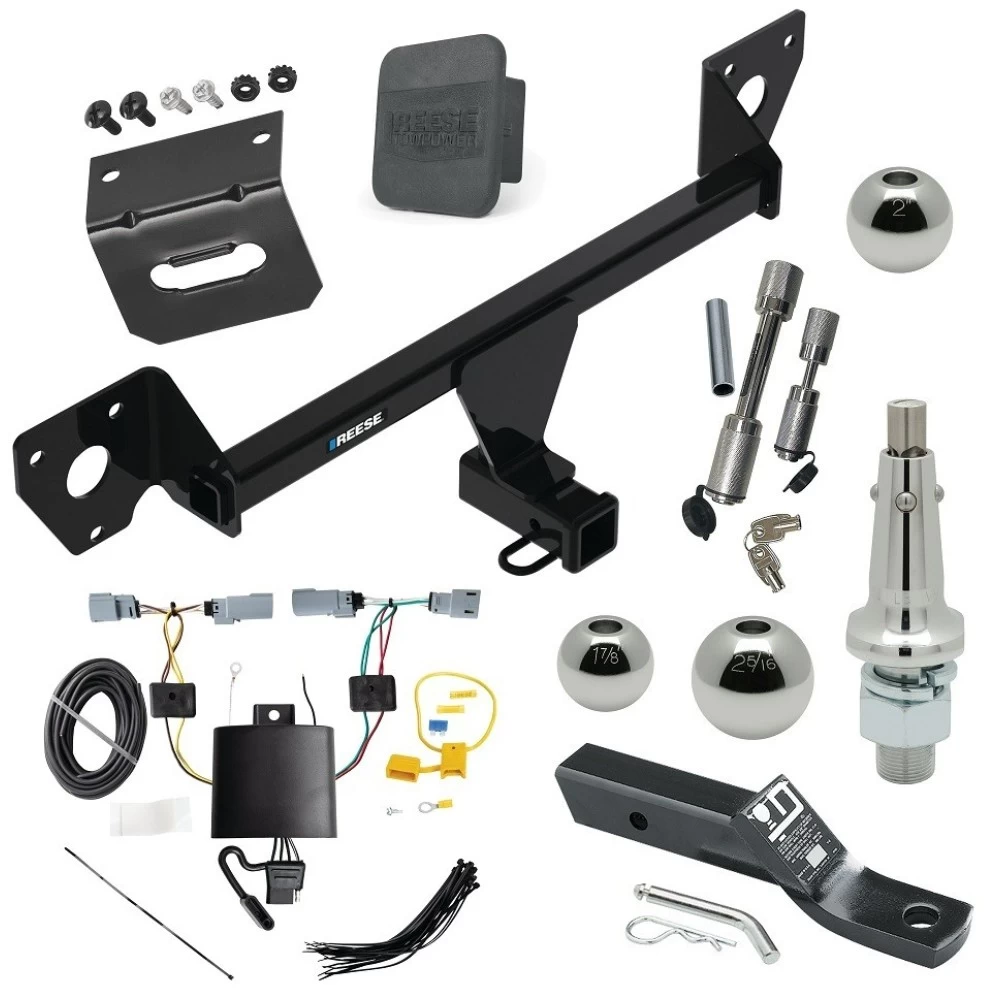 For 2021-2023 Chevrolet Trailblazer Trailer Hitch Tow PKG w/ 4-Flat Wiring + Ball Mount w/ 2" Drop + Interchangeable Ball 1-7/8" & 2" & 2-5/16" + Wiring Bracket + Dual Hitch & Coupler Locks + Hitch Cover (For w/LED Tailligh