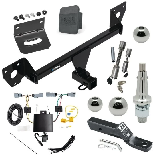 For 2021-2023 Chevrolet Trailblazer Trailer Hitch Tow PKG w/ 4-Flat Wiring + Ball Mount w/ 2" Drop + Interchangeable Ball 1-7/8" & 2" & 2-5/16" + Wiring Bracket + Dual Hitch & Coupler Locks + Hitch Cover (For w/LED Tailligh