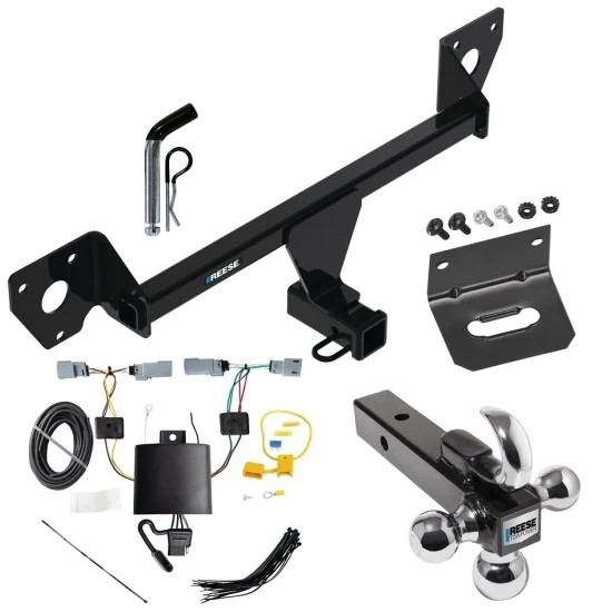 For 2021-2023 Chevrolet Trailblazer Trailer Hitch Tow PKG w/ 4-Flat Wiring Harness + Triple Ball Ball Mount 1-7/8" & 2" & 2-5/16" Trailer Balls w/ Tow Hook + Pin/Clip + Wiring Bracket (For w/LED Taillights Models) By Reese Towpower
