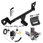 For 2021-2023 Chevrolet Trailblazer Trailer Hitch Tow PKG w/ 4-Flat Wiring Harness + Adjustable Drop Rise Triple Ball Ball Mount 1-7/8" & 2" & 2-5/16" Trailer Balls + Pin/Clip + Wiring Bracket (For w/LED Taillights Models) By Reese 