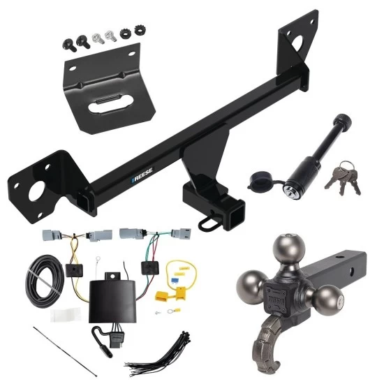 For 2021-2023 Chevrolet Trailblazer Trailer Hitch Tow PKG w/ 4-Flat Wiring + Triple Ball Tactical Ball Mount 1-7/8" & 2" & 2-5/16" Balls w/ Tow Hook + Tactical Dogbone Lock + Wiring Bracket (For w/LED Taillights Models) By Reese Tow