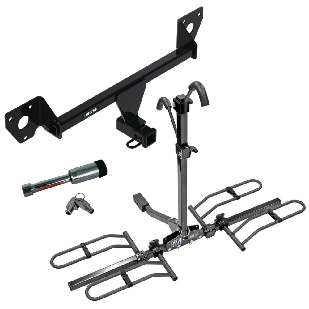For 2020-2023 Buick Encore GX Trailer Hitch Tow PKG w/ 2 Bike Plaform Style Carrier Rack + Hitch Lock By Reese Towpower