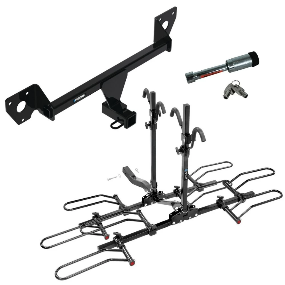 For 2021-2023 Chevrolet Trailblazer Trailer Hitch Tow PKG w/ 4 Bike Plaform Style Carrier Rack + Hitch Lock (Excludes: w/LED Taillights Models) By Reese Towpower