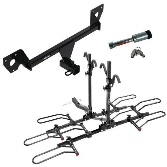 For 2021-2023 Chevrolet Trailblazer Trailer Hitch Tow PKG w/ 4 Bike Plaform Style Carrier Rack + Hitch Lock (Excludes: w/LED Taillights Models) By Reese Towpower