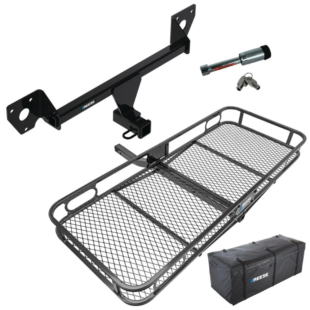 For 2021-2023 Chevrolet Trailblazer Trailer Hitch Tow PKG w/ 60" x 24" Cargo Carrier + Cargo Bag + Hitch Lock (Excludes: w/LED Taillights Models) By Reese Towpower