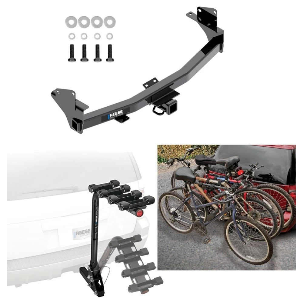 Trailer Hitch w/ 4 Bike Rack For 15-22 Chevrolet Colorado 15-22 GMC Canyon Approved for Recreational & Offroad Use Carrier for Adult Woman or Child Bicycles Foldable