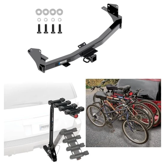 Trailer Hitch w/ 4 Bike Rack For 15-22 Chevrolet Colorado 15-22 GMC Canyon Approved for Recreational & Offroad Use Carrier for Adult Woman or Child Bicycles Foldable