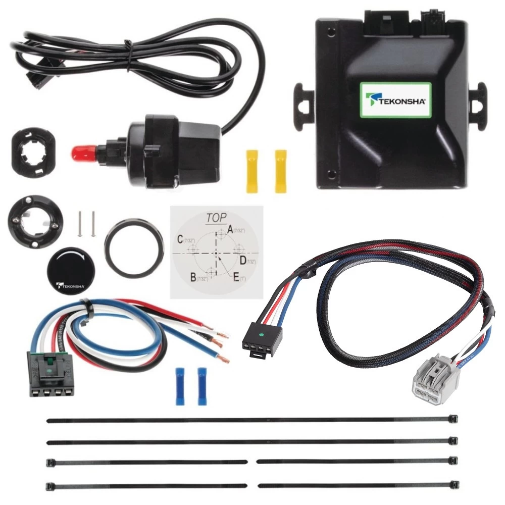 Tekonsha Prodigy iD Trailer Brake Control for 11-23 Dodge Durango Jeep Grand Cherokee 17-23 Chrysler Pacifica w/ Plug Play Wiring Adapter Bluetooth Edge App Proportional Module Box Controller