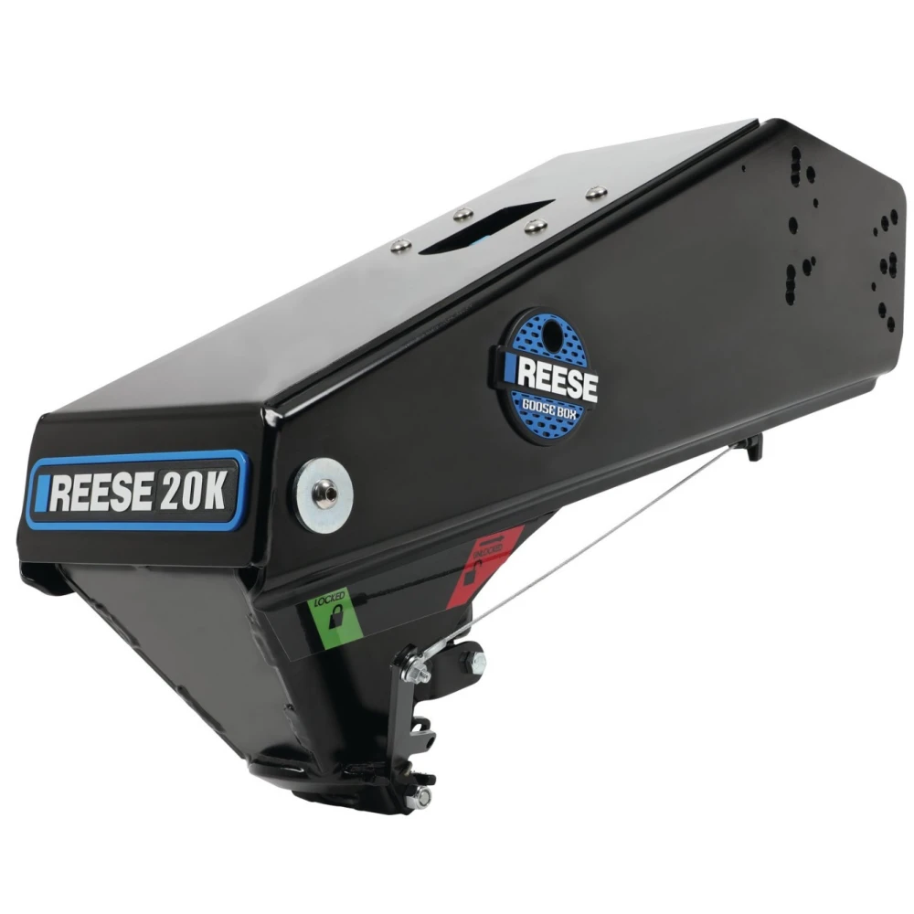 Reese Goose Box 20K Gen 3 with Safety Chains and GM Pop-In Gooseneck Ball for Lippert and Fabex
