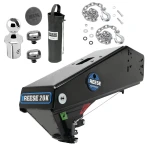 Reese Goose Box 20K Gen 3 for Lippert & Fabex + Safety Chains & Reese Elite Pop-In Ball for Ford Super Duty and Nissan Titan XD