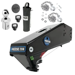 Reese Goose Box 20K Gen 3 for Lippert & Fabex + Safety Chains & Reese Elite Pop-In Ball Fits RAM OEM Kits