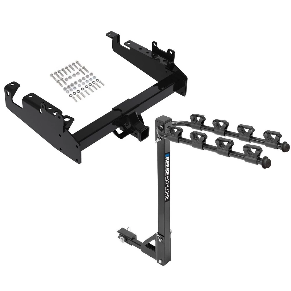Reese Trailer Tow Hitch For 19-23 Ford F-350 F-450 F-550 Cab and Chassis Tilt Away Adult or Child Arms Fold Down 4 Bike Carrier