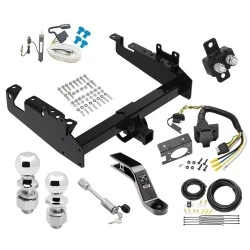 Reese Trailer Tow Hitch For 19-25 Ford F-350 F-550 F-450 Super Duty Cab & Chassis w/ 7-Way Wiring Kit 2-5/16" and 2" Ball 10" Long 5" Drop Draw Bar and Towing Lock