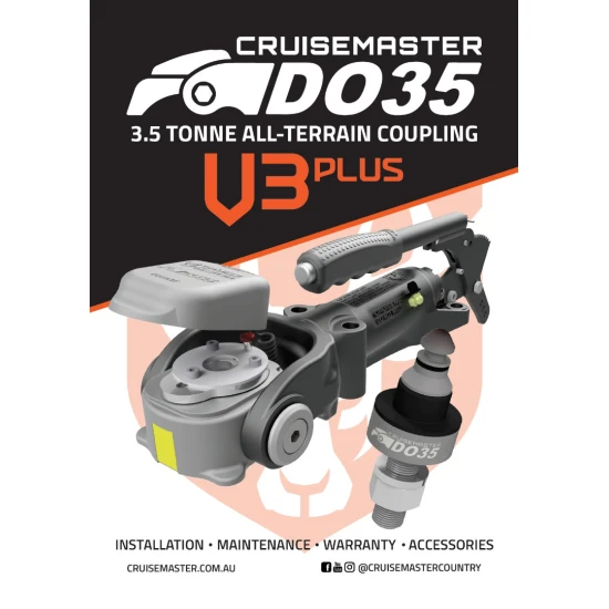 Cruisemaster DO35 V3Plus 3.5T articulating off-road trailer hitch coupler with handbrake CMDO35WHB