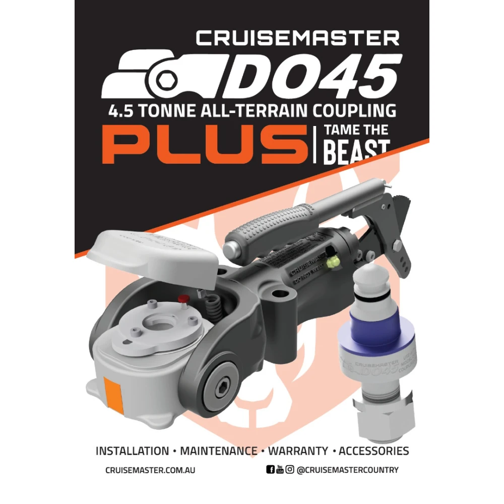 Cruisemaster DO45 Plus 4.5T articulating off-road trailer hitch coupler with handbrake CMDO45WHB
