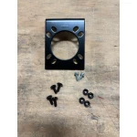Black steel CURT electrical connector bracket securely mounts 7-way RV blade socket to trailer hitch.