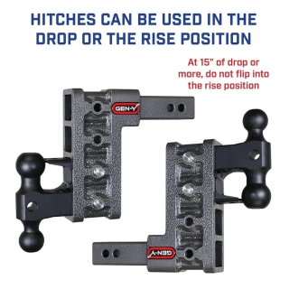 GEN-Y Mega-Duty 10K 20 Inch Drop Adjustable Hitch with Stabilizer Kit 2 Inch Receiver
