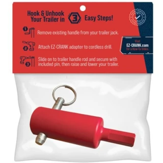 EZ-CRANK Drill Attachment for 12K Trailer Jacks, 1" Shaft, Compatible with Bulldog, Pro Series, Ram, Curt, and Fulton