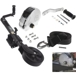 Fulton F2 Boat Trailer Winch Single-Speed 1600 lbs + XLT Tactical Black Trailer Jack Sharkskin Saltwater Tested 1500 lbs Lift Lifetime Warranty + Hardware Bolt-On Side Mount