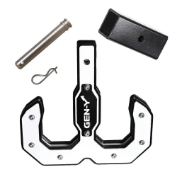 Gen-Y Hulk 16K Double Tow Hook and Hitch Step For 2" Receiver Shank Black/White with GH0071 Reducer Sleeve GH-099 Pin & GH-011 Clip 16K Towing Capacity
