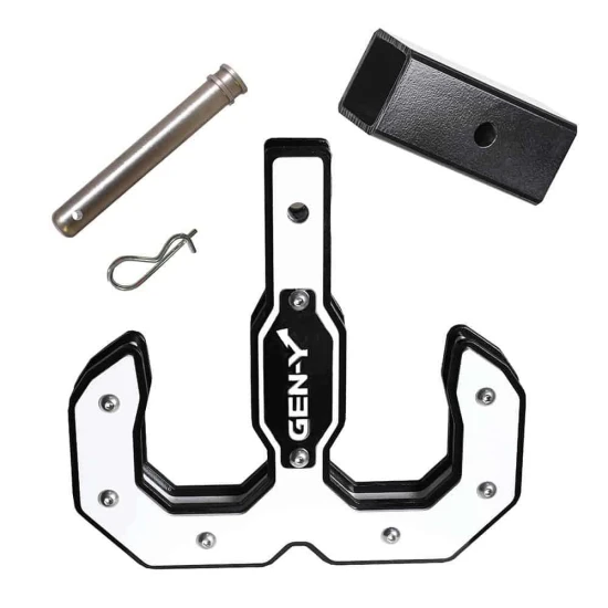GEN-Y Hulk 16K Tow Hook and Hitch Step with 2" Receiver, White Finish, Reducer Sleeve Included