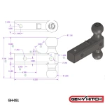 GEN-Y 16K Dual-Ball Mount 2 Inch Shank Heavy Duty Adjustable Trailer Hitch