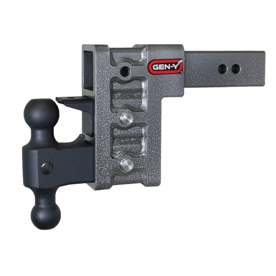 GEN-Y Mega-Duty 21K adjustable trailer hitch 6 inch drop dual-ball pintle lock