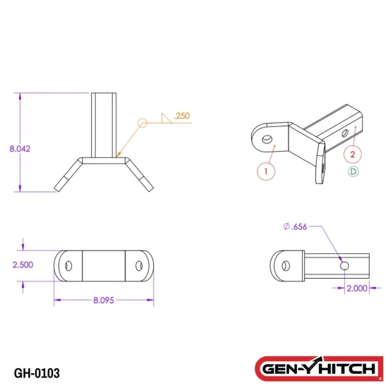 GEN-Y 16K Replacement Y Shank and WYE Bracket for 2 Inch Trailer Hitch Stabilizer Kit
