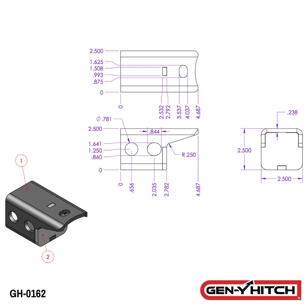 GEN-Y Hitch 32K Pintle Lock for 2.5" Mount with Clip and Pin GEN-Y 32K Replacement Pintle Lock for 2.5 Inch Hitch Ball Mount – Steel