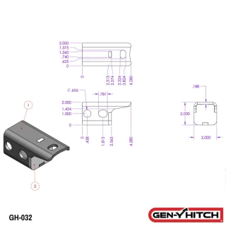 GEN-Y 16K Pintle Lock for 2 Inch Drop Hitch with Pin and Clip GH032