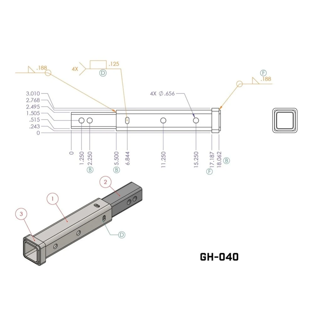 GEN-Y 14 Inch Hitch Extender for 2 Inch Receiver – 10K Towing, 500 lb TW