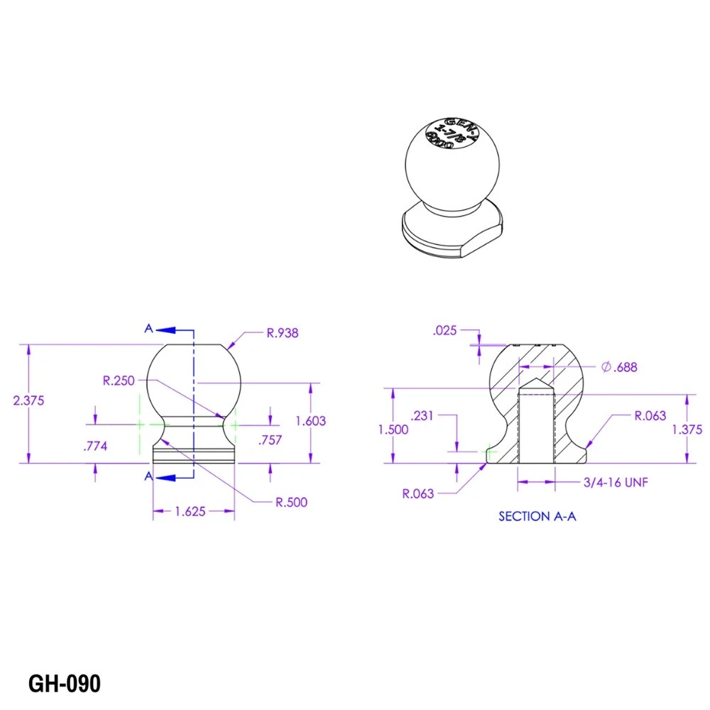 GEN‑Y bolt‑on 1‑7/8 inch hitch ball on black steel dual‑ball mount