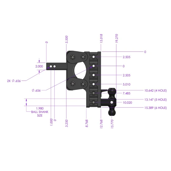 GEN‑Y BOSS 10K Torsion‑Flex 5 Inch Drop Adjustable Trailer Hitch with Dual Ball & Pintle Lock