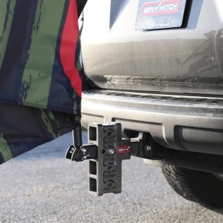 Gen-Y 72 inch black matte flagpole mounted on 2.5 inch trailer hitch receiver
