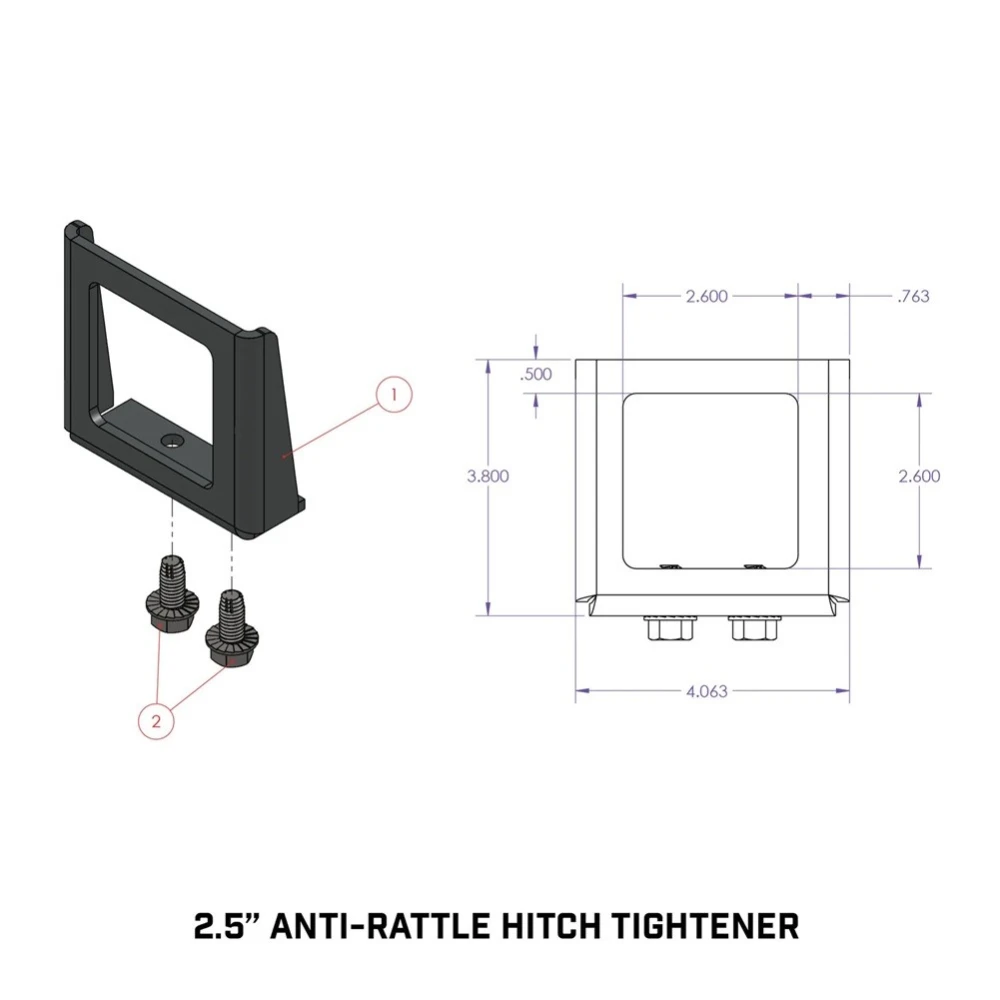 GEN-Y 2.5 Inch Trailer Hitch Anti-Rattle Clamp Silencer GH102230 Steel