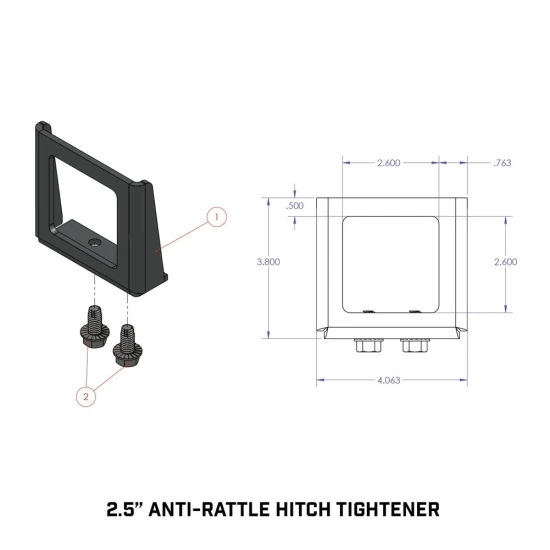 GEN-Y 2.5 Inch Trailer Hitch Anti-Rattle Clamp Silencer GH102230 Steel