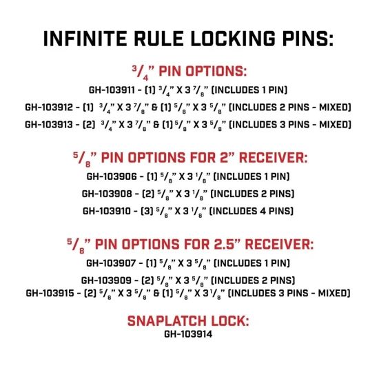 Gen‑Y Trailer Receiver Tow Hitch Lock Set 3‑Pack with 6 Keys