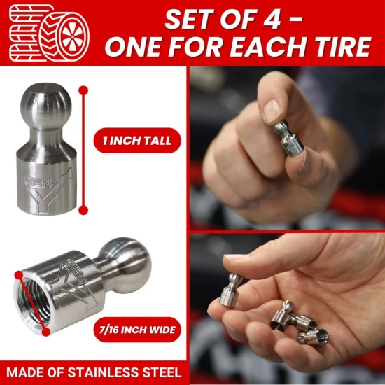 GEN-Y tiny hitch ball valve stem caps stainless steel set of 4 TJ-GH-105073