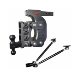 GEN-Y BOSS 16K Torsion-Flex 12.5 Inch Drop Adjustable Trailer Hitch with Stabilizer Kit and Dual Ball Mount