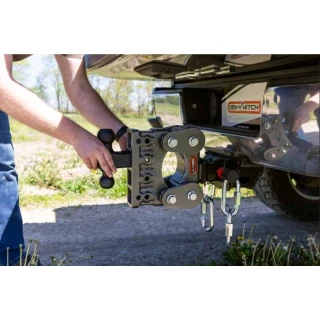 GEN-Y The BOSS 16K Torsion-Flex 17.5 Inch Drop Adjustable Trailer Hitch with Stabilizer Kit Dual Ball