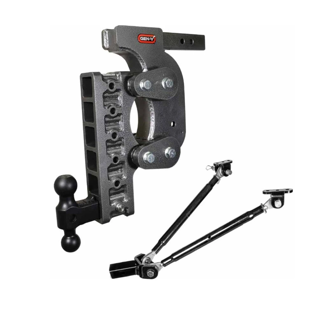 GEN-Y The BOSS 16K Torsion-Flex 17.5 Inch Drop Adjustable Trailer Hitch with Stabilizer Kit Dual Ball