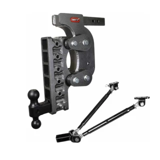 GEN-Y The BOSS 16K Torsion-Flex 17.5 Inch Drop Adjustable Trailer Hitch with Stabilizer Kit Dual Ball