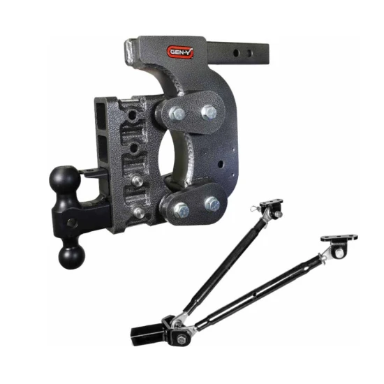 GEN-Y The BOSS 16K Torsion-Flex 12.5" Drop Adjustable Trailer Hitch with Pintle Lock & Stabilizer Kit