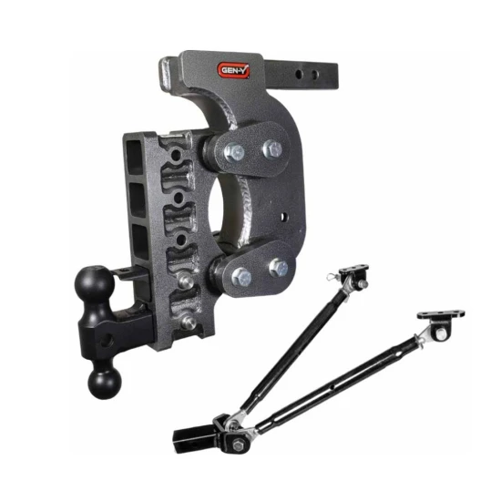GEN-Y The BOSS 16K Torsion-Flex 15″ Drop Adjustable Pintle Hitch Kit Dual Ball Stabilizer