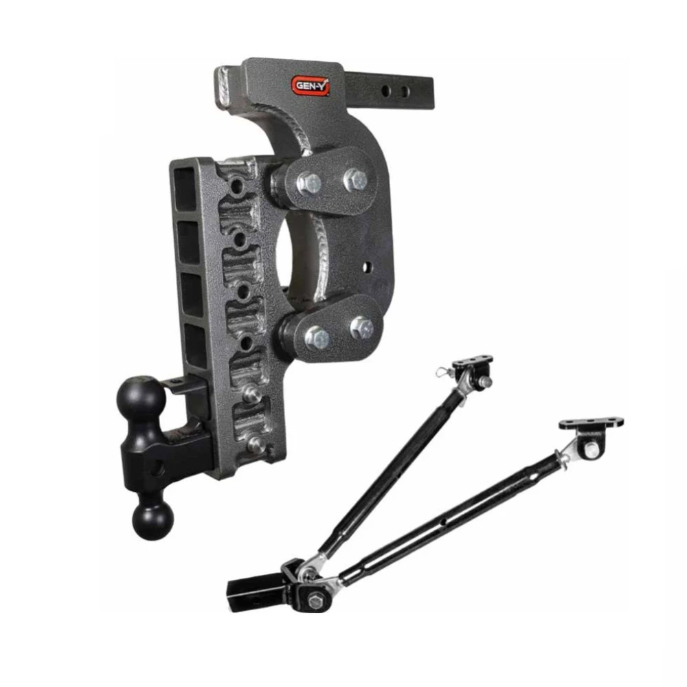 GEN-Y BOSS 16K Torsion-Flex 17.5 Inch Drop Adjustable Trailer Hitch Kit Dual-Ball Pintle Lock
