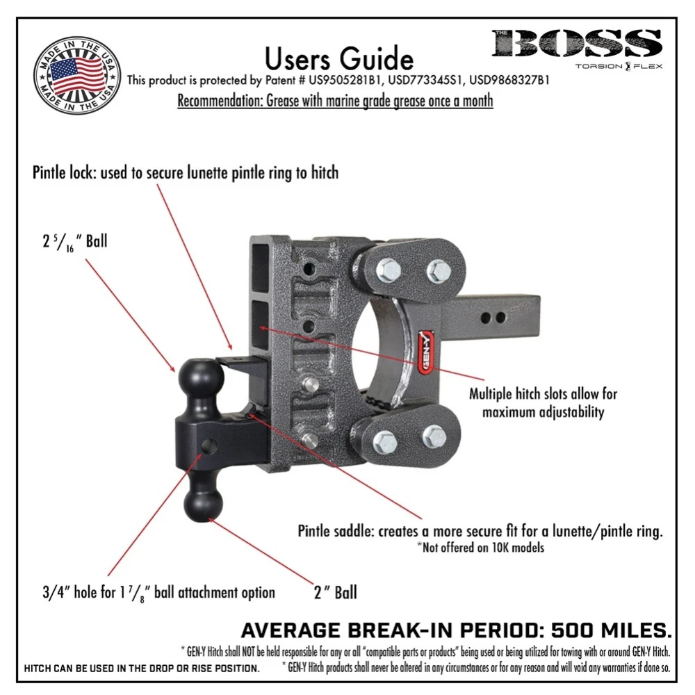 GEN-Y BOSS 21K Torsion-Flex 21 Inch Drop Adjustable Trailer Hitch Dual Ball Stabilizer Kit