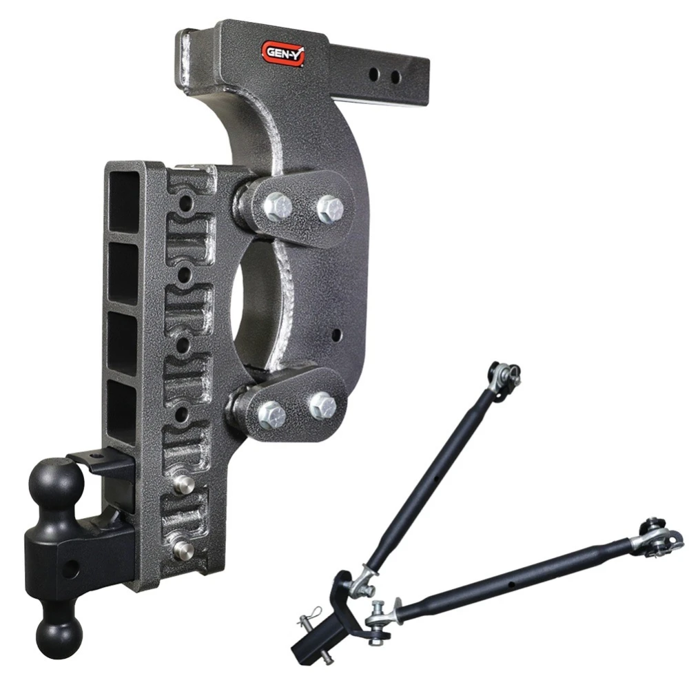 GEN-Y The BOSS 21K Torsion-Flex 21 Inch Drop Adjustable Trailer Hitch with Pintle Lock Dual-Ball Stabilizer Kit
