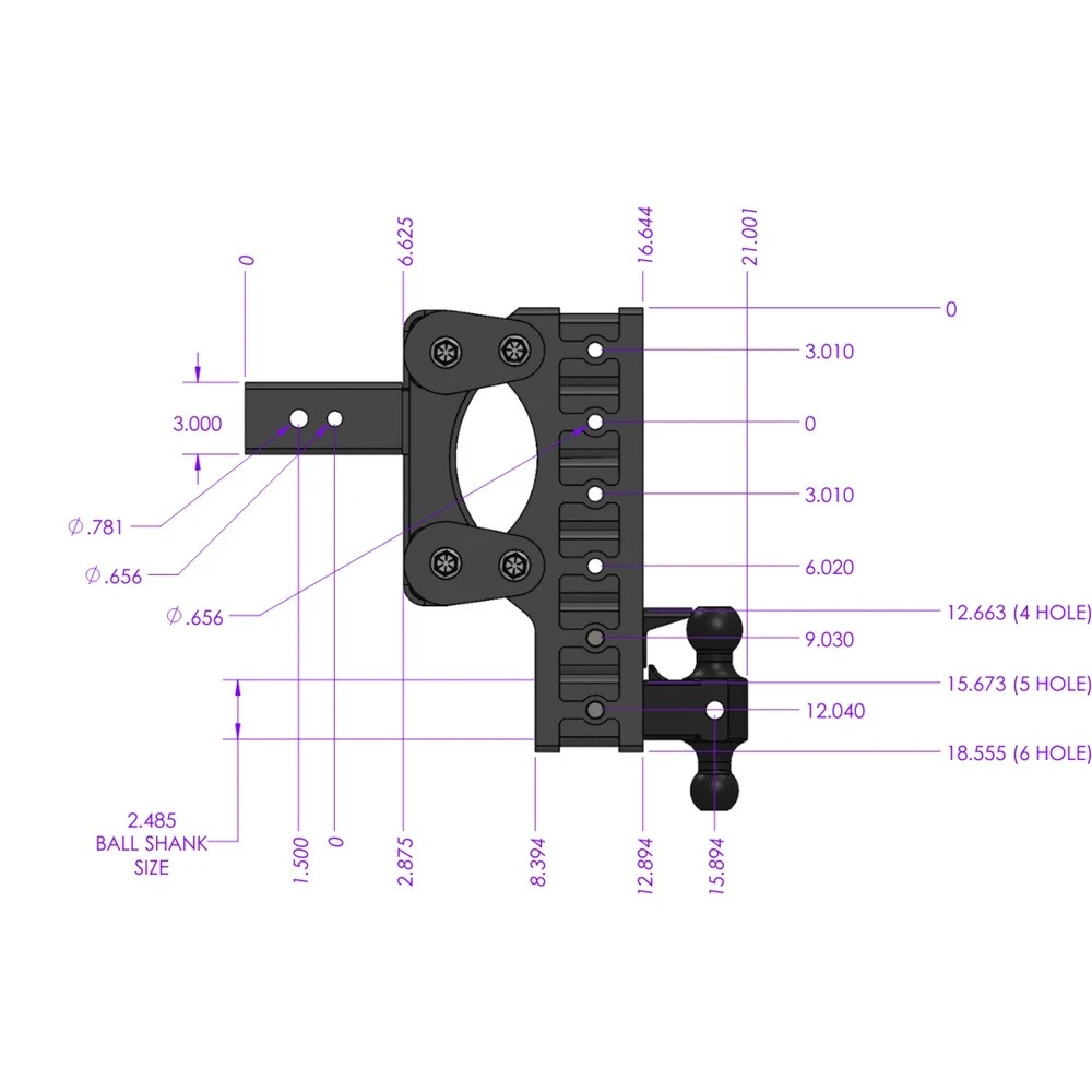 GEN-Y BOSS 21K Torsion-Flex 9 Inch Drop Adjustable Dual-Ball Trailer Hitch with 3 Inch Receiver