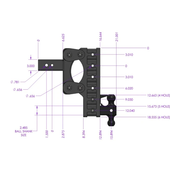 GEN-Y BOSS 21K Torsion-Flex 9 Inch Drop Adjustable Dual-Ball Trailer Hitch with 3 Inch Receiver